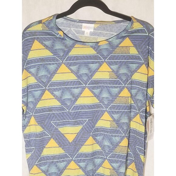 lularoe Irma tunic short sleeve geometric blue orange yellow xs READ new - Picture 9 of 9